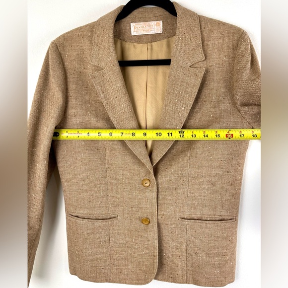 Pendleton 70s Vintage Tweed Blazer 100% Virgin Wool Tan Brown Jacket Made in USA - Picture 6 of 14